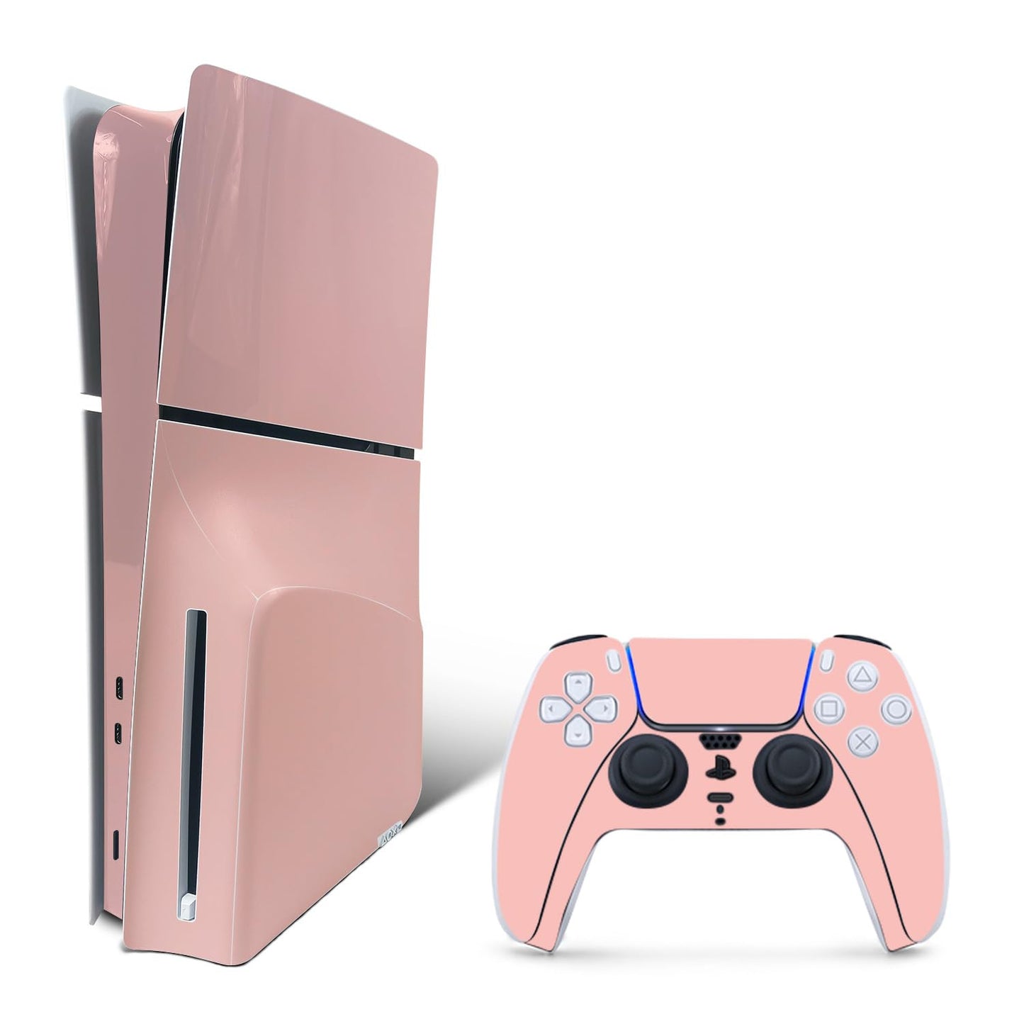 MightySkins Skin Compatible with PlayStation 5 Slim Disk Edition Bundle - Solid Blush | Protective  Durable  and Unique Vinyl Decal wrap Cover | Easy to Apply | Made in The USA