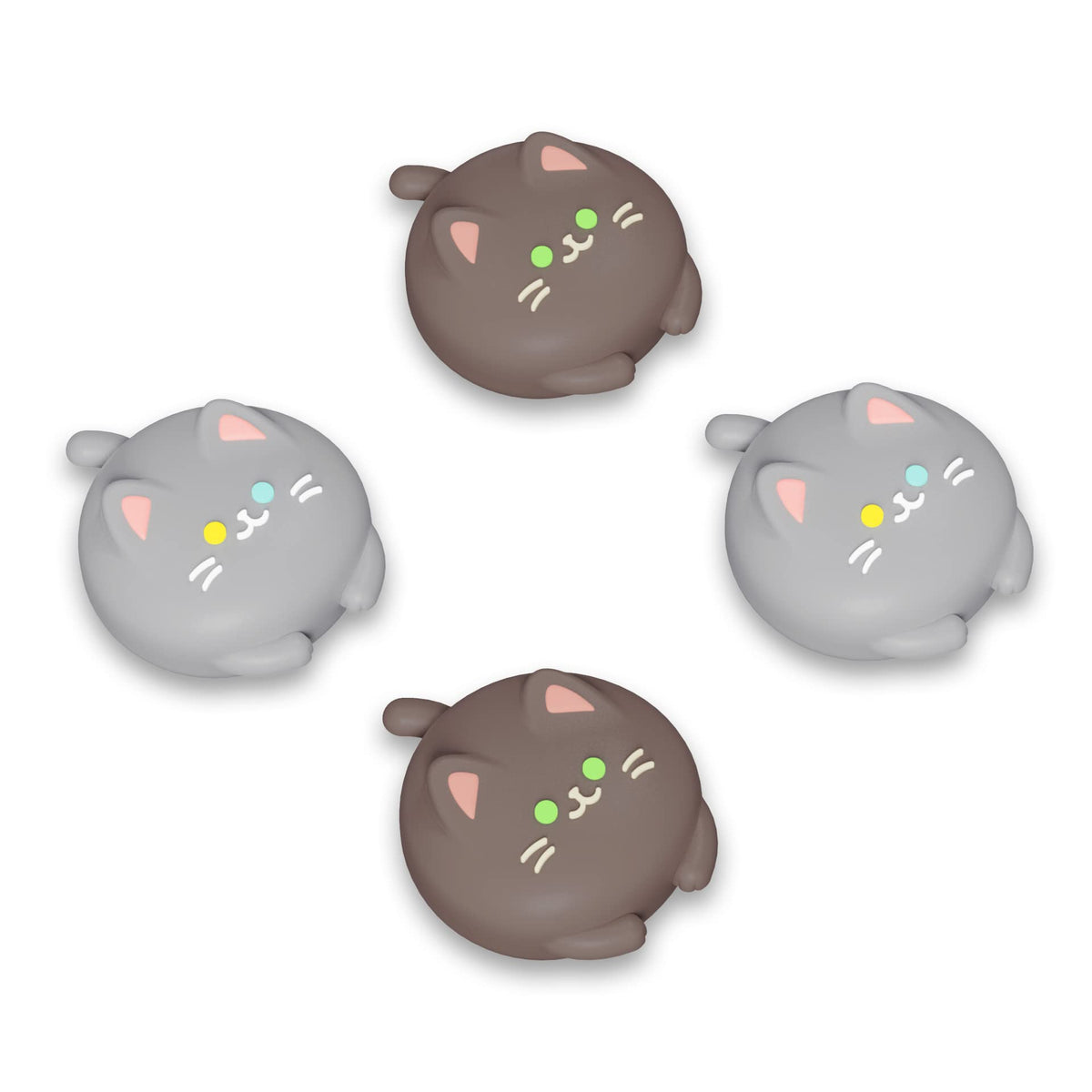 PlayVital Joystick Caps for Nintendo Switch  Thumbstick Grips for Switch Lite  Analog Cover for OLED Joycon Thumb Grip Caps - Cutie Kitty Fleeting Gray & Dark Brown
