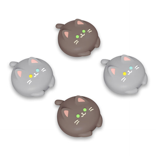PlayVital Joystick Caps for Nintendo Switch  Thumbstick Grips for Switch Lite  Analog Cover for OLED Joycon Thumb Grip Caps - Cutie Kitty Fleeting Gray & Dark Brown