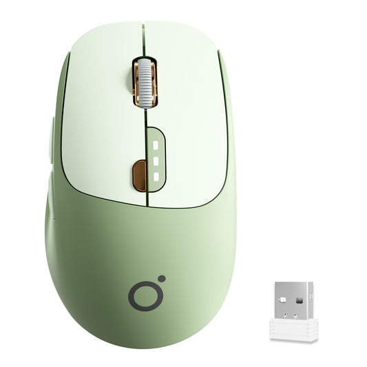 SEUNKWANG Q5 Wireless Mouse - Bluetooth & 2.4G, 1600 DPI, Ergonomic, Quiet, Green
