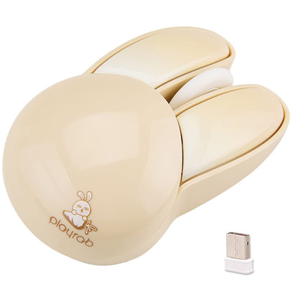 Lomiluskr Wireless Bunny Mouse - Soundless, Lightweight, 2.4G, Beige Bunny, Model 827, Cute Design for Girls and Kids