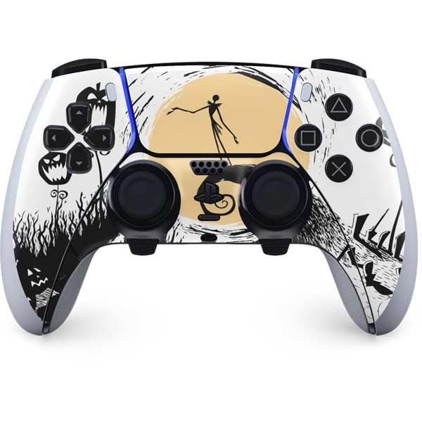 Skinit Decal Gaming Skin Compatible with PS5 DualSense Edge Pro Controller - Officially Licensed character-themed The Nightmare Before Christmas Jack on Spiral Hill Art Design