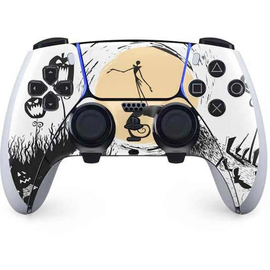 Skinit Decal Gaming Skin Compatible with PS5 DualSense Edge Pro Controller - Officially Licensed character-themed The Nightmare Before Christmas Jack on Spiral Hill Art Design