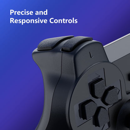 Funcilit Wireless Controller for PS2 2.4G, Double Shock Vibration Twin Shock Gamepad for Playstation 2 (2 Pack Black)