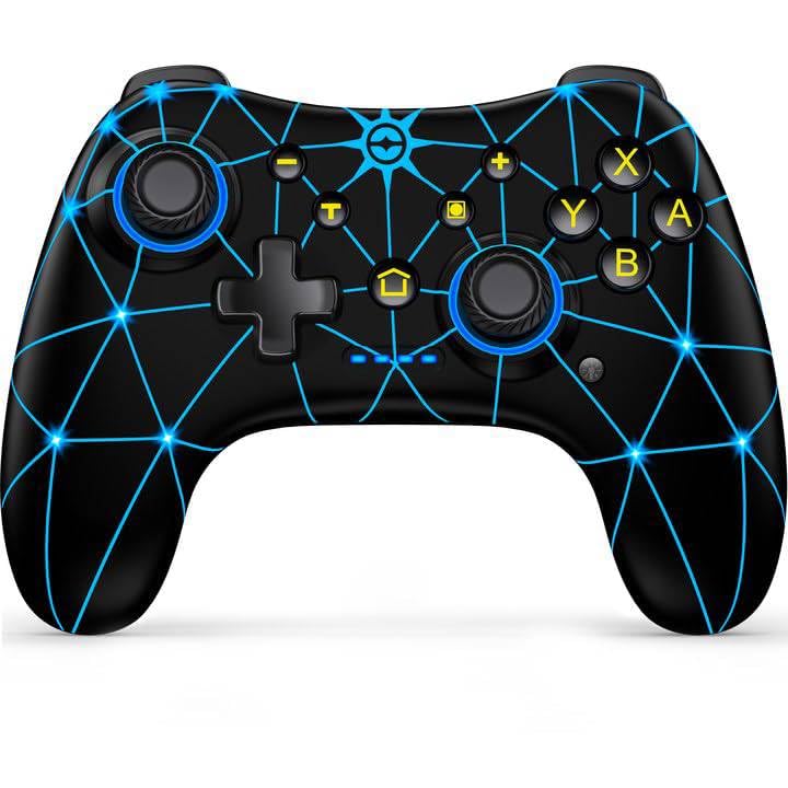 NealGamefy Wireless Switch Pro Controller - Compatible with Switch/Switch Lite/OLED - Turbo, 6-Axis Gyro, 4-Speed Vibration - Black-Rays