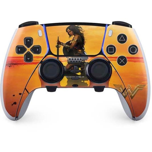 Skinit Decal Gaming Skin Compatible with PS5 DualSense Edge Pro Controller - Officially Licensed DC Comics Wonder Woman Character Movie Poster Design