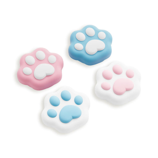 GeekShare Cat Paw Joystick Caps Compatible with Nintendo Switch 2  Anti-Slip Silicone Thumb Grip Caps for Switch 2025  Pink & Blue  4pcs