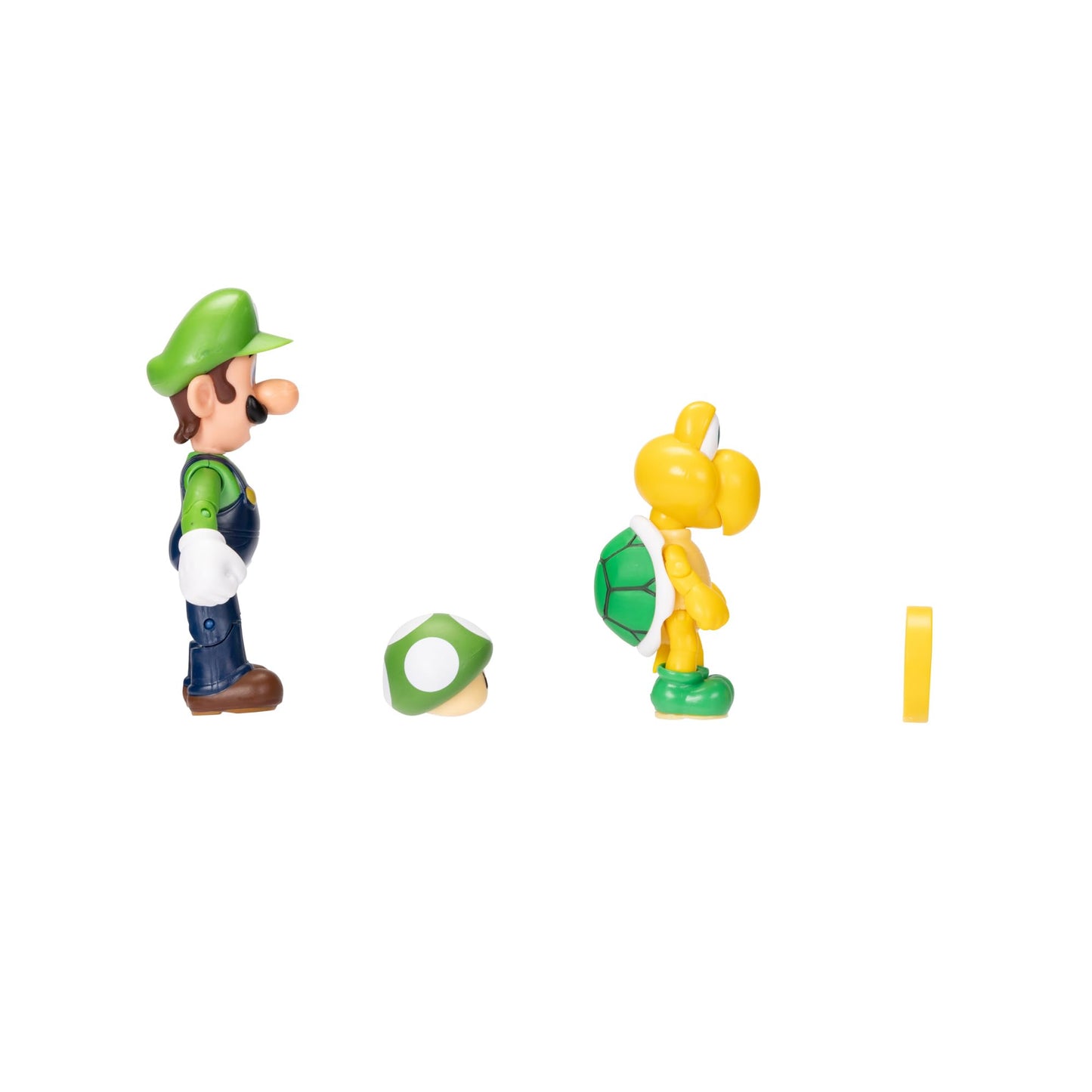 Super Mario Luigi & Koopa Troopa 4-Inch Action Figures 2-Pack with Accessories, Model 416434, Color: Luigi & Koopa Troopa
