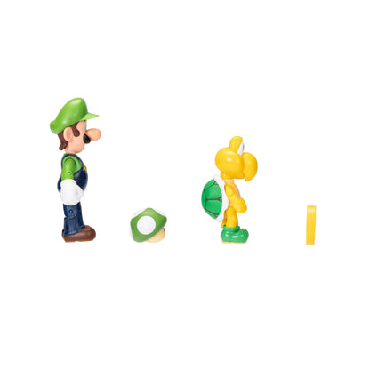 Super Mario Luigi & Koopa Troopa 4-Inch Action Figures 2-Pack with Accessories, Model 416434, Color: Luigi & Koopa Troopa