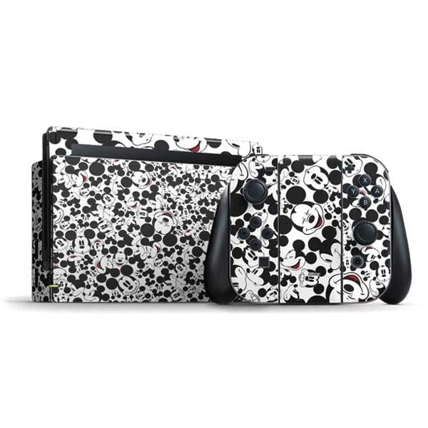 Skinit Decal Gaming Skin Compatible with Nintendo Switch Bundle - Officially Licensed Disney Mickey Mouse Face Pattern Design