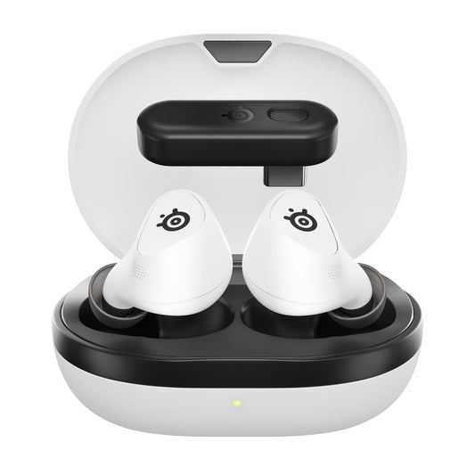 SteelSeries Arctis GameBuds - Active Noise Cancelling, 40H Battery, Quick-Switch 2.4GHz + Bluetooth 5.3, One Size, White, Model 