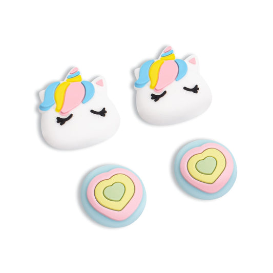 DLseego Cute Pony & Love Heart Thumb Grips Caps for Switch Lite/Switch/Switch OLED Cute Soft Silicone Joystick Button Caps Analog Joy Con Stick Protective Cover - Rainbow (4PCS)