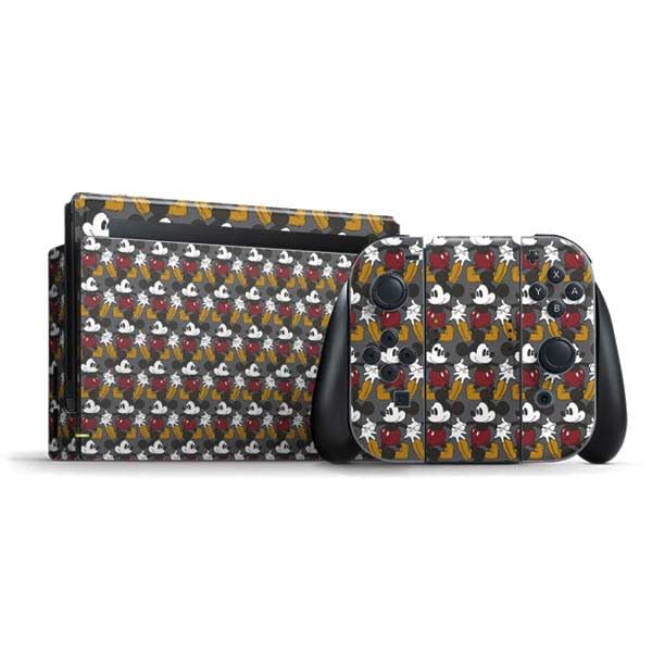 Skinit Decal Gaming Skin Compatible with Nintendo Switch Bundle - Officially Licensed Disney Mickey Mouse Vintage Pattern Design