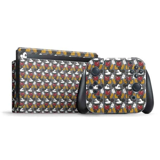 Skinit Decal Gaming Skin Compatible with Nintendo Switch Bundle - Officially Licensed Disney Mickey Mouse Vintage Pattern Design