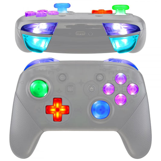 eXtremeRate Multi-Colors Luminated Thumbsticks D-pad ABXY ZR ZL L R Buttons DTFS LED Kit V2 for Nintendo Switch Pro Controller -