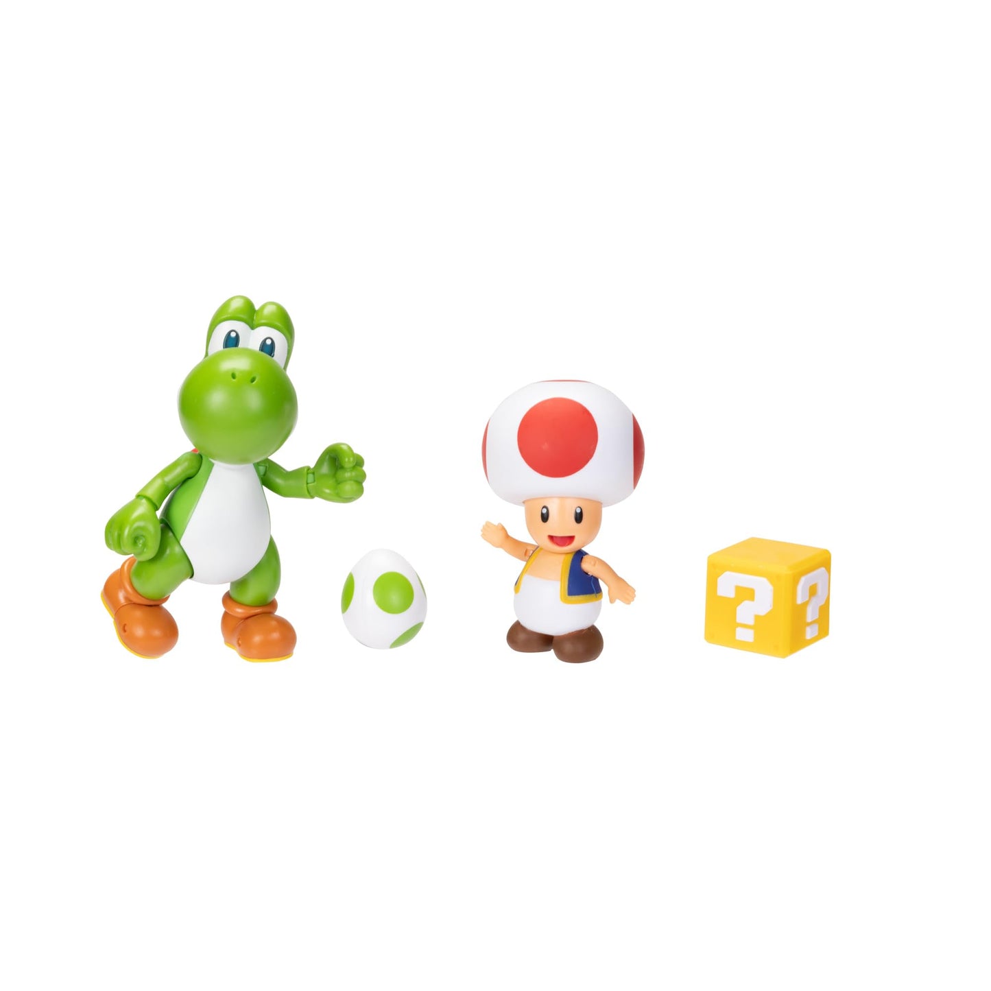 Super Mario 4 Inch Action Figure 2-Pack: Yoshi & Toad with Accessories - Model 416424