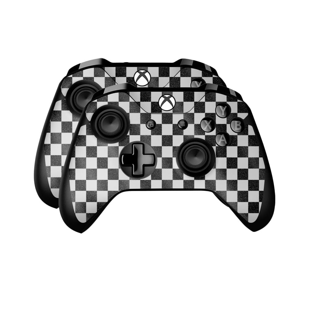 Glossy Glitter Skin Compatible with Microsoft Xbox One Controller (2 Pack) - Check - Premium 3M Vinyl Protective Wrap Decal Cover - Easy to Apply | Crafted in The USA by MightySkins