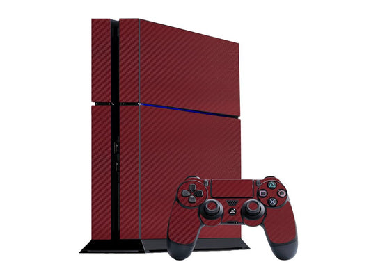 3D Carbon Fiber Burgundy - Air Release Vinyl Decal Mod Skin Kit by System Skins - Compatible with PlayStation 4 Console (PS4)