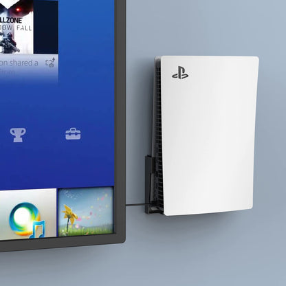 Monzlteck PS5 Wall Mount Holder - All Metal Vertical Design for PS5 Original/Slim/Pro - Black with Controller Holder