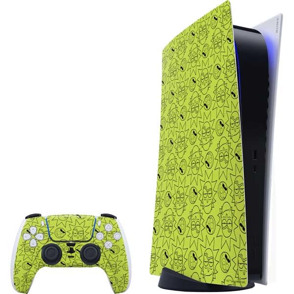 Skinit Decal Gaming Skin Compatible with PS5 Bundle - Officially Licensed Adult Swim Rick and Morty Rick and Morty All Over Print Design