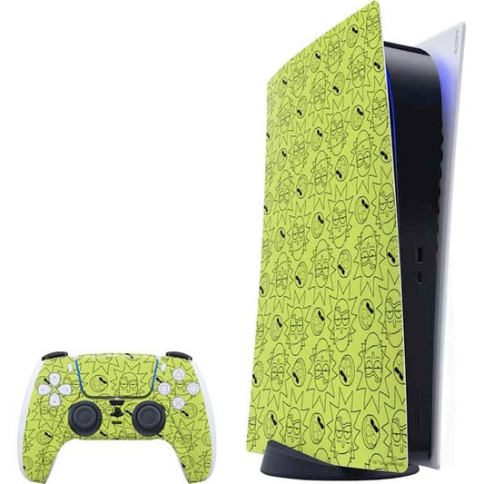 Skinit Decal Gaming Skin Compatible with PS5 Bundle - Officially Licensed Adult Swim Rick and Morty Rick and Morty All Over Print Design