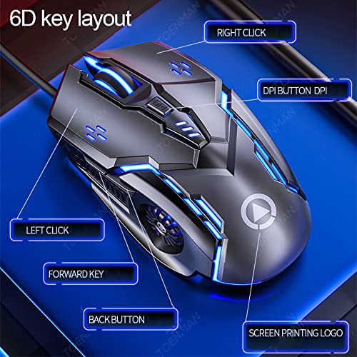 SMAIGE Wired Gaming Mouse - USB, Chroma RGB Backlit, 3200 DPI, Ergonomic Design, White