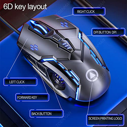 SMAIGE Wired Gaming Mouse - USB, Chroma RGB Backlit, 3200 DPI, Ergonomic Design, White