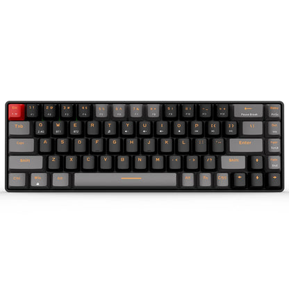 Qisan 60% Mechanical Gaming Keyboard - Dual Mode Wireless 2.4G/BT, Red Switch, 68 Keys, Black & Grey Combo Color