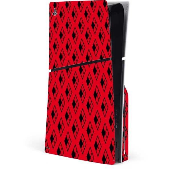 Skinit Decal Gaming Skin Compatible with PS5 Slim Disk Console - Officially Licensed DC Comics Harley Quinn Logo Pattern Design