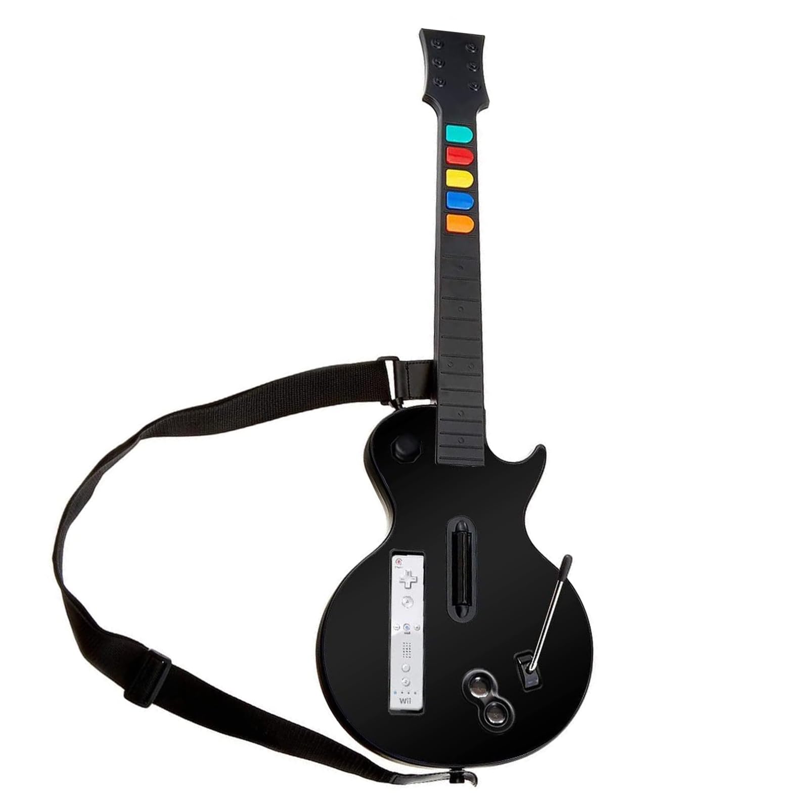 DOYO Wireless Controller for Wii - Compatible with Guitar Hero Series  Rock Band 2 & 3 (Not for Rock Band 1) - Includes Adjustable Strap - Black