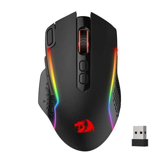 Redragon M810 Pro Wireless Gaming Mouse - 10000 DPI, RGB Backlit, 8 Macro Buttons, Black