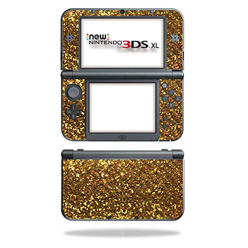 MightySkins Carbon Fiber Skin for Nintendo New 3DS XL (2015) - Gold Dazzle | Protective  Durable Textured Carbon Fiber Finish | Easy to Apply  Remove  and Change Styles | Made in The USA