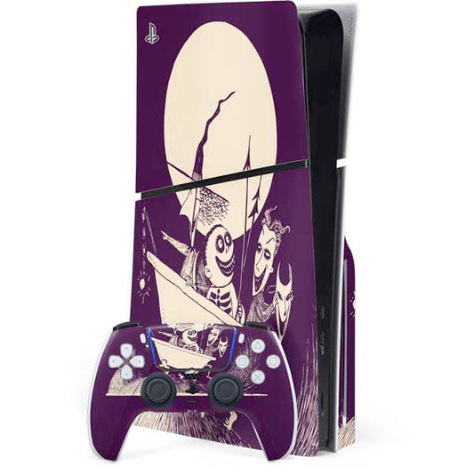 Skinit Decal Gaming Skin Compatible with PS5 Slim Disk Bundle - Officially Licensed Disney The Nightmare Before Christmas Lock Shock and Barrel Art Design
