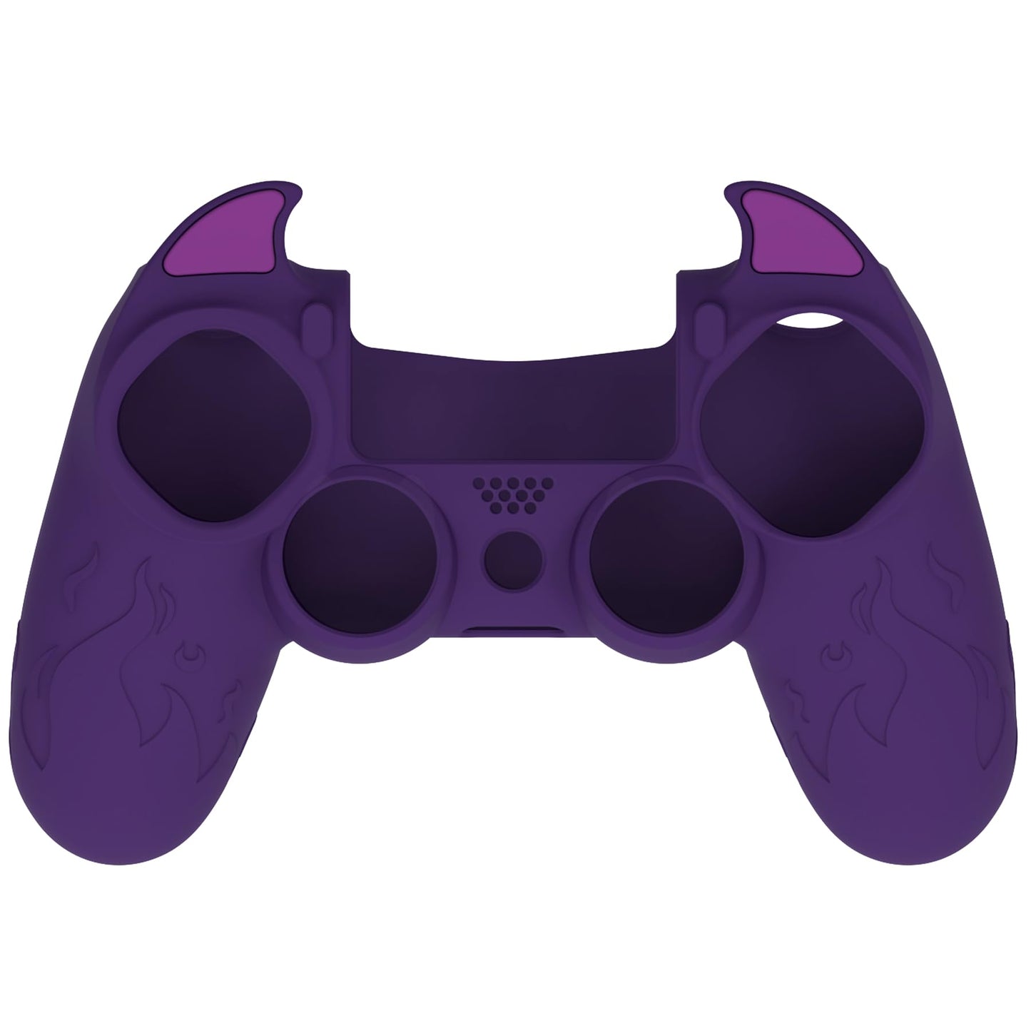PlayVital PS4 Cute Demon Controller Skin - Purple Silicone Grip Cover with Thumb Grips & Stickers for PS4 Slim/Pro