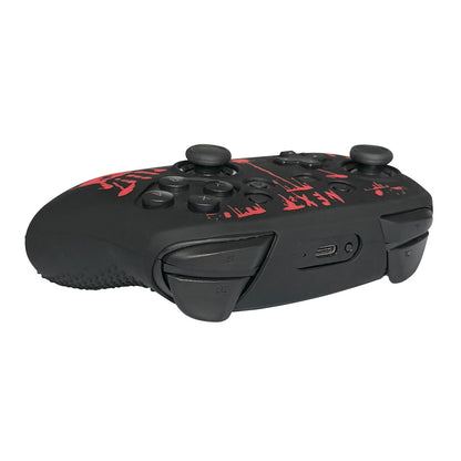 RALAN Laser Blood Handprint Design Silicone Controller Skin for Switch Pro, Anti-Slip, Red with 4 Thumb Grips
