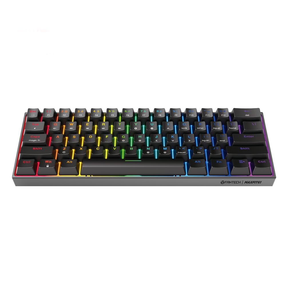 FANTECH MAXFIT61 RGB Wired 60% Mechanical Keyboard, 61 Keys Hot Swappable Type-C Programmable Gaming Keyboard, Outemu Blue Switc