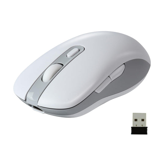 elec Space Wireless Mouse - Dual Mode Type-C Rechargeable Bluetooth, 2.4G, 800-1600 DPI, 3 Device Connection, White