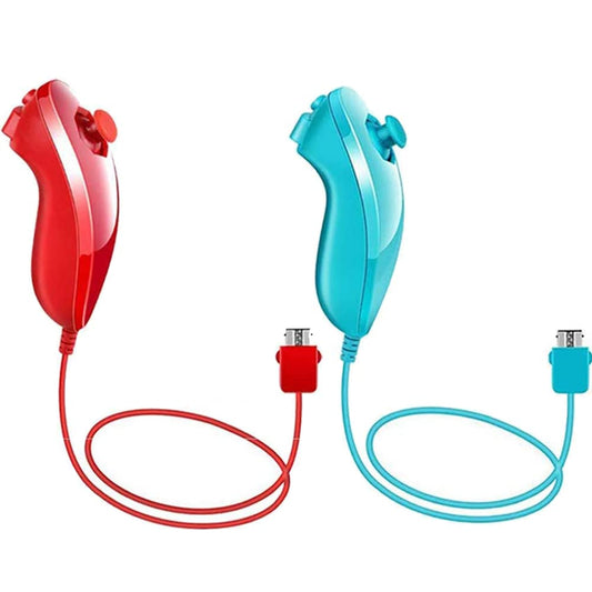 Tevodo Wii Nunchuck Controller, 2 Packs Nunchuck Joystick Compatible with Wii Wii U console(Red and Blue)