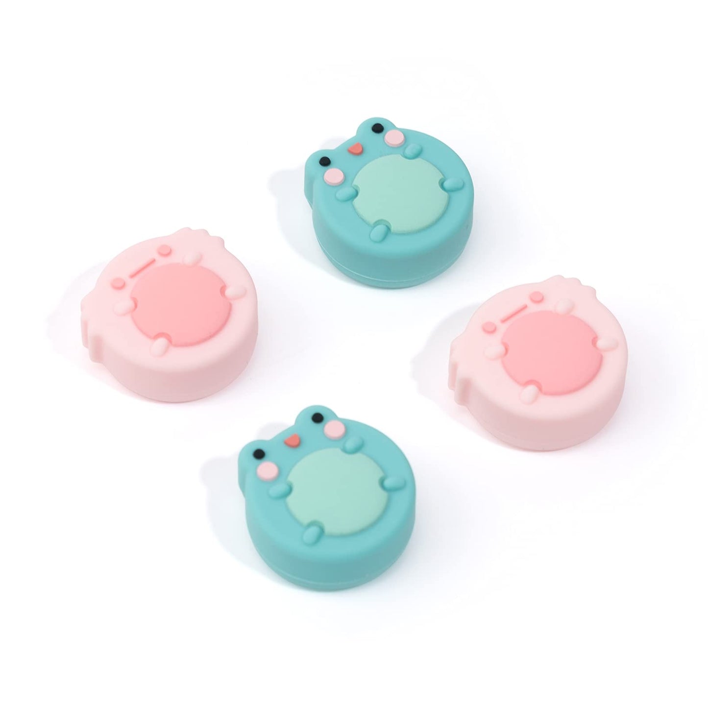 GeekShare Cute Animal Theme Silicone Joycon Thumb Grip Caps Compatible with Nintendo Switch/OLED/Switch Lite 4PCS - Frog & Axolotl