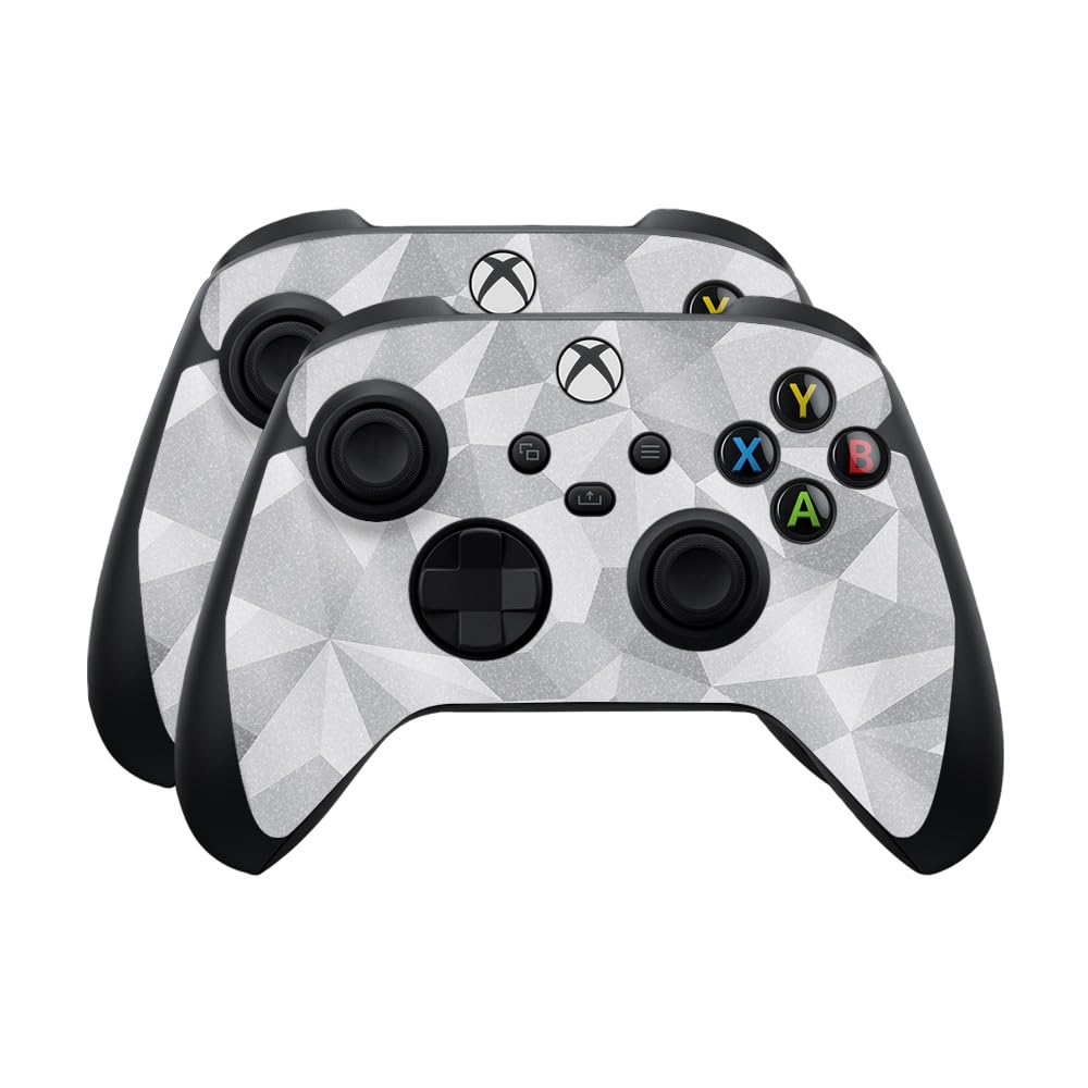 Glossy Glitter Skin Compatible with Microsoft Xbox Series X|S Controller (2 Pack) - Gray Polygon - Premium 3M Vinyl Protective Wrap Decal Cover - Easy to Apply | Crafted in The USA by MightySkins