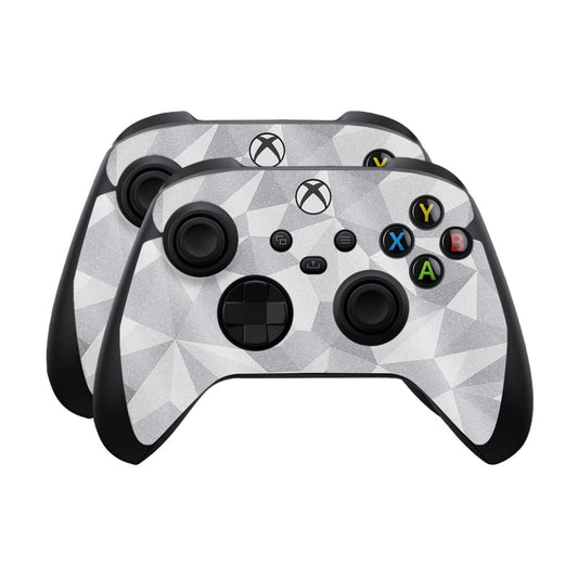Glossy Glitter Skin Compatible with Microsoft Xbox Series X|S Controller (2 Pack) - Gray Polygon - Premium 3M Vinyl Protective Wrap Decal Cover - Easy to Apply | Crafted in The USA by MightySkins