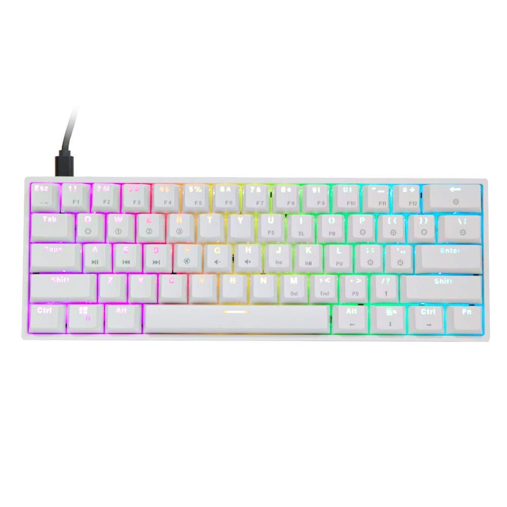 EPOMAKER SK61 60% Mechanical Keyboard, Gateron Optical Red, RGB Backlit, ABS White Case, Hot Swappable, Dustproof for Windows/Mac Gamers