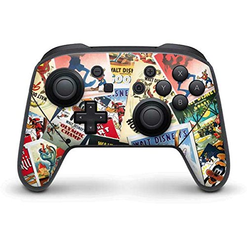 Skinit Decal Gaming Skin Compatible with Nintendo Switch Pro Controller - Officially Licensed Disney Friends Retro Goofy Stamps Art Design