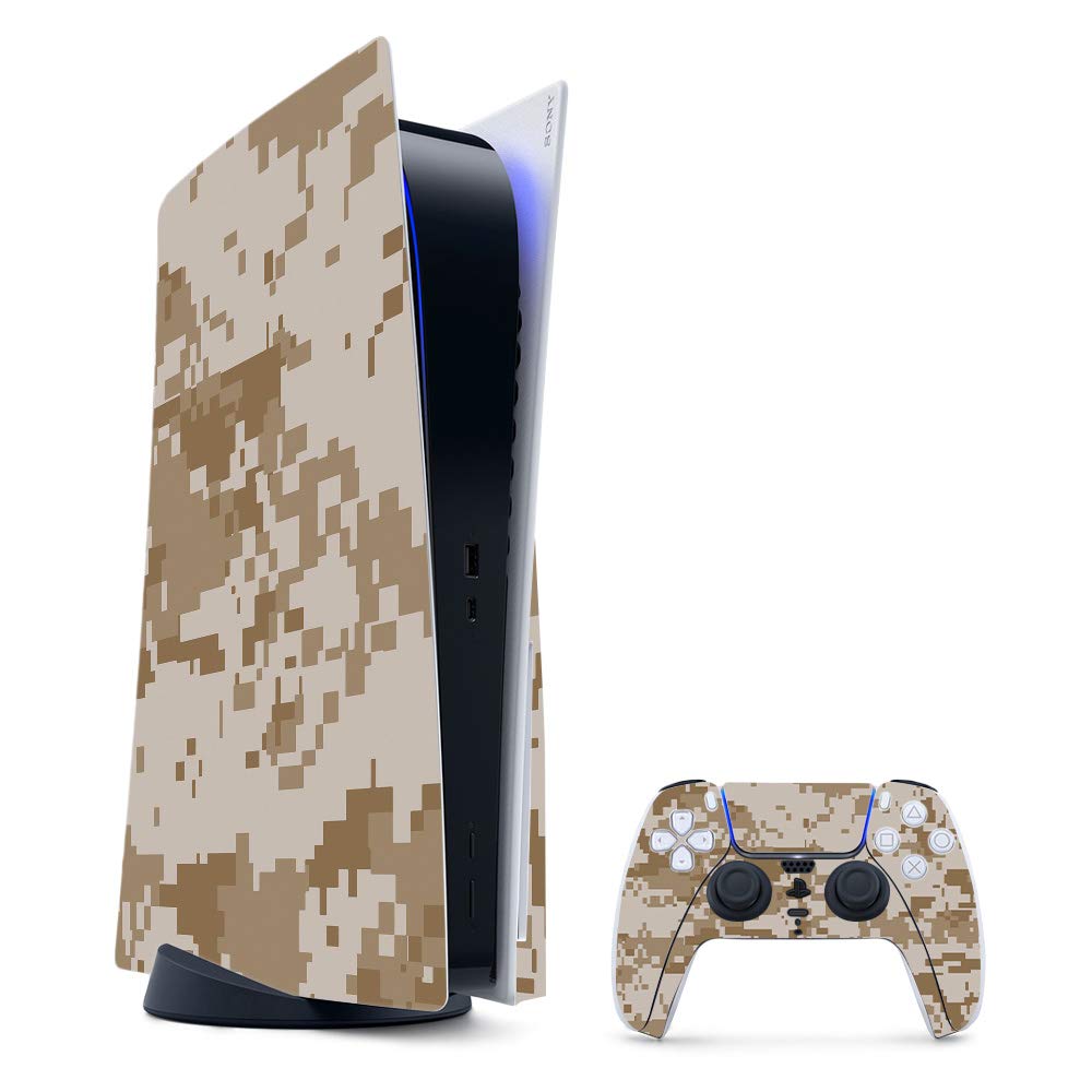 MightySkins Gaming Skin for PS5 / Playstation 5 Bundle - Desert Camo | Protective Viny wrap | Easy to Apply and Change Style | Made in The USA