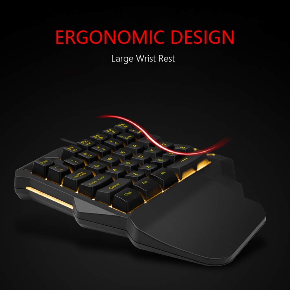 RedThunder One-Handed RGB Gaming Keyboard & Mouse Combo, 35 Keys, 6400 DPI, Portable for PC Gamers