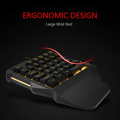 RedThunder One-Handed RGB Gaming Keyboard & Mouse Combo, 35 Keys, 6400 DPI, Portable for PC Gamers