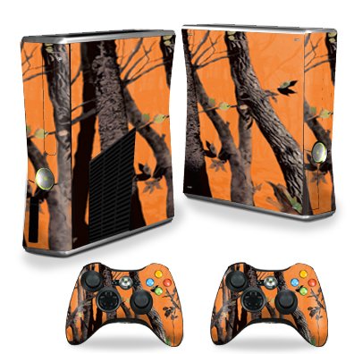 MightySkins Skin Compatible with X-Box 360 Xbox 360 S Console - Orange Camo | Protective, Durable, and Unique Vinyl Decal wrap C