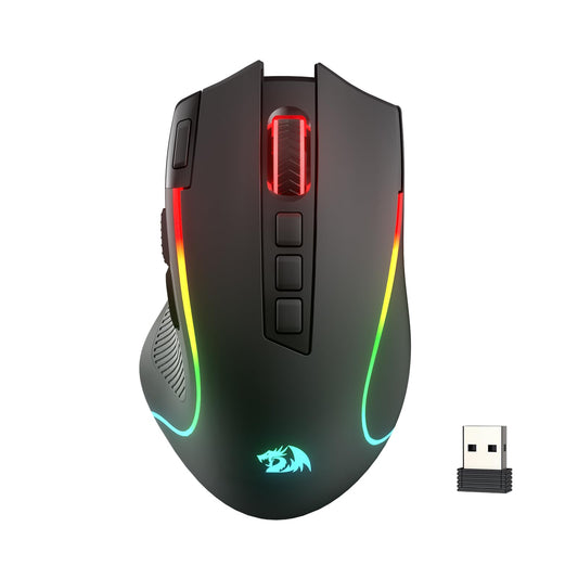 Redragon M612 PRO RGB Gaming Mouse - 8000 DPI, Wired/Wireless, 9 Programmable Buttons, 7 Backlit Modes, Black