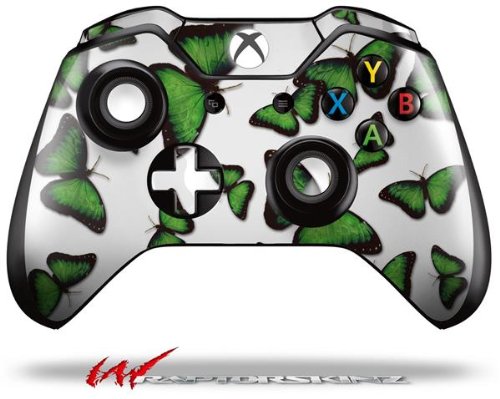 WraptorSkinz Decal Style Vinyl Skin Wrap compatible with XBOX One Original Wireless Controller Butterflies Green - (CONTROLLER N