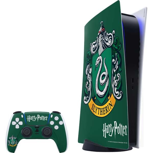Skinit Decal Gaming Skin Compatible with PS5 Bundle - Officially Licensed Wizarding World Harry Potter Slytherin House Crest Design
